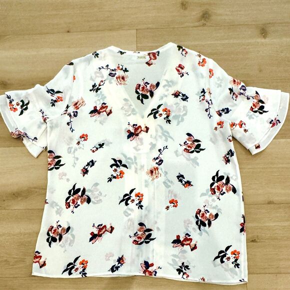 Ivanka Trump Floral Sheer Short Sleeve Blouse - Women's Medium - Picture 4 of 8